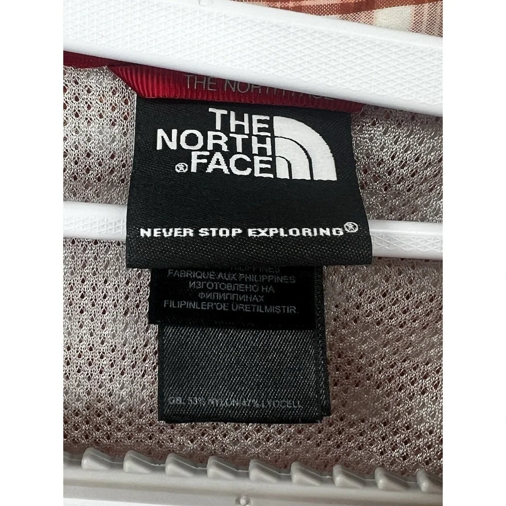 The North Face Men's XL Button Down Orange Plaid Short Sleeve Pocket Zip Shirt